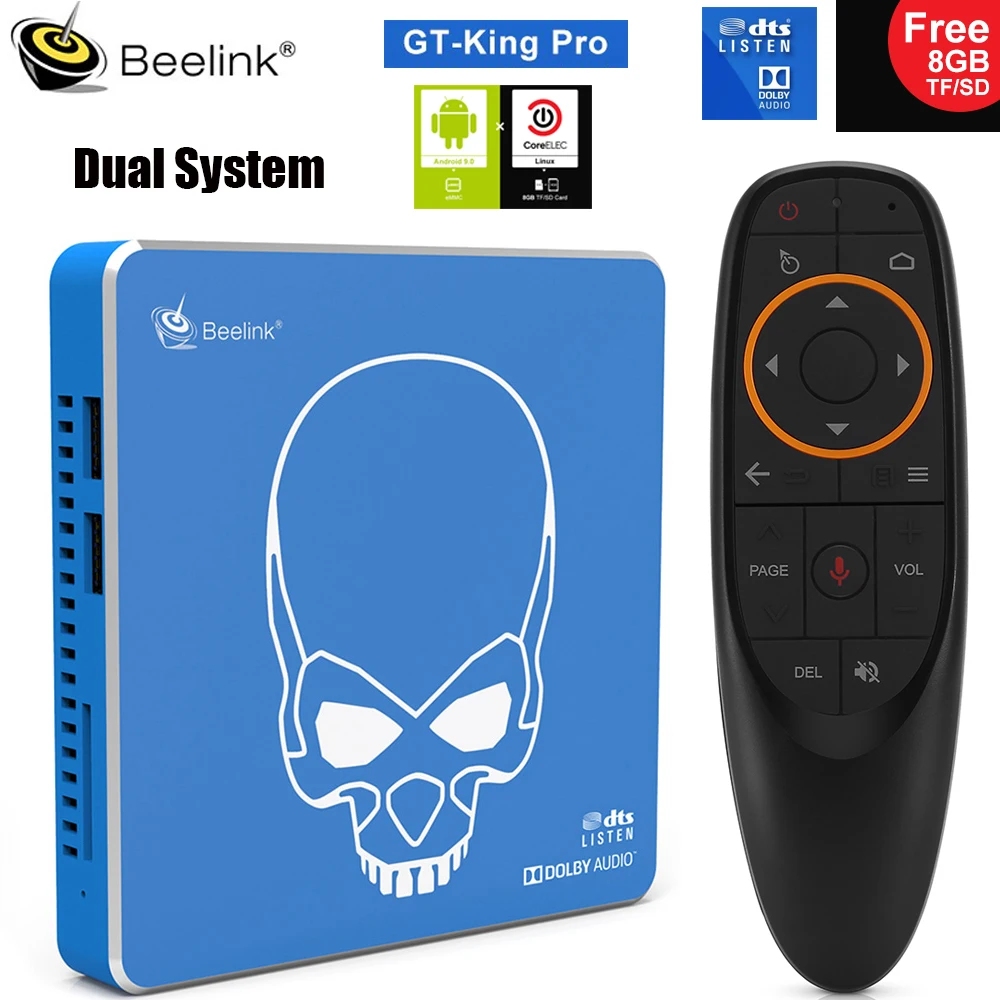ТВ приставка Beelink GT King Pro Android 9 0 4 ГБ 64 Amlogic с двойной системой Linux 2 ГГц + 5 8 Wi Fi BT HiFi