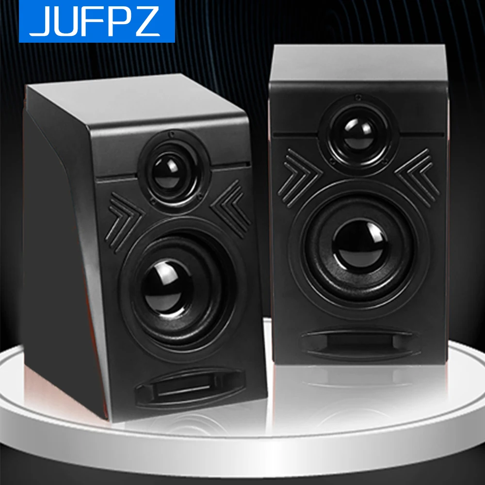 

JUFPZ Speakers USB Wired Computer Speakers Portable Wooden Stereo 3D Sound 3.5mm Loudspeaker Bass For PC Not Bluetooth Speaker
