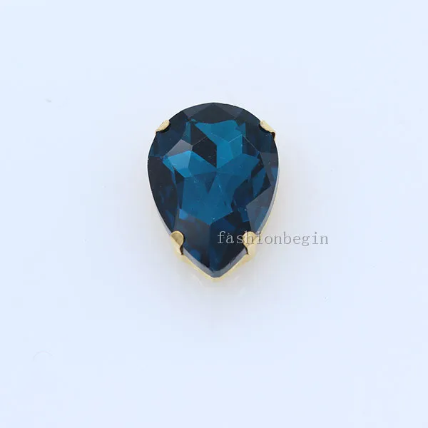 capri blue Все размеры слеза 24-Цвета из хрустального стекла для пошива камень шить на Стразы Драгоценности 4 отверстия бусины золотая основа кнопки для одежды ремесло - Цвет: capri blue