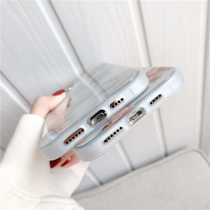Electroplated Fashion Leaves Glitter Phone Case For iPhone 11 12 Mini Pro X XR XS Max 8 7 Plus SE 2020 Clear Soft IMD Back Cover