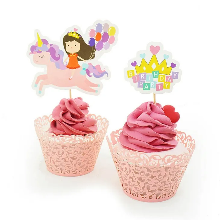 10 шт./упак. в виде единорога из мультфильма тема Топпинг для кексов украшения