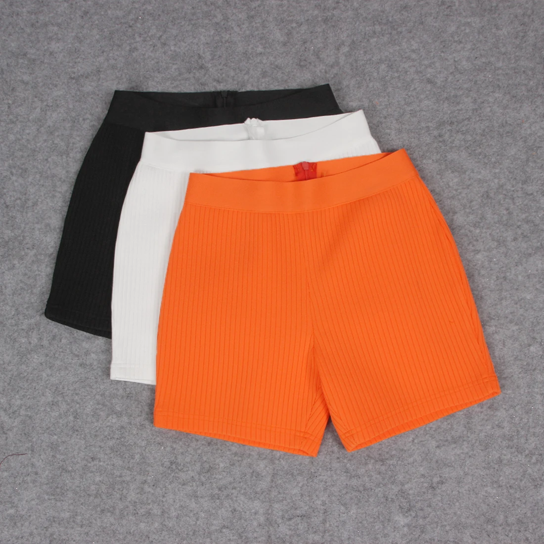 

New Brand Summer Women 2021 Sexy Celebrity Orange Black White Bandage Shorts Ladies Elastic Designer Casual Bodycon Shorts