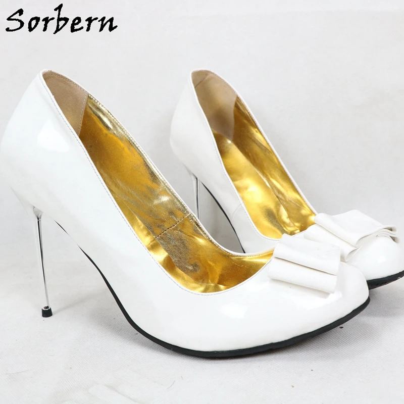 

Sorbern White Patent Women Pump Shoes 12Cm Metal High Heel Stilettos Round Toe Custom 14Cm 16Cm 18Cm Ladies Shoe Slip On Pumps
