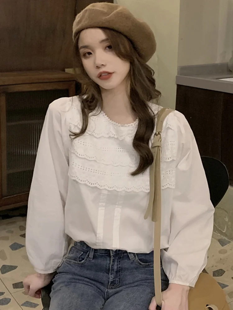 

Station Spring Clothing Goods French Chic Top Design Sense Shirt Women's Retro Style White Rac