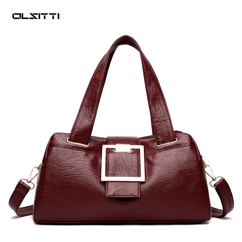 

OLSITTI High Quality Pu Leather Casual Shoulder Bags for Women 2021 Ladies Solid Color Multiple Zippers Crossbody Bag Sac A Main