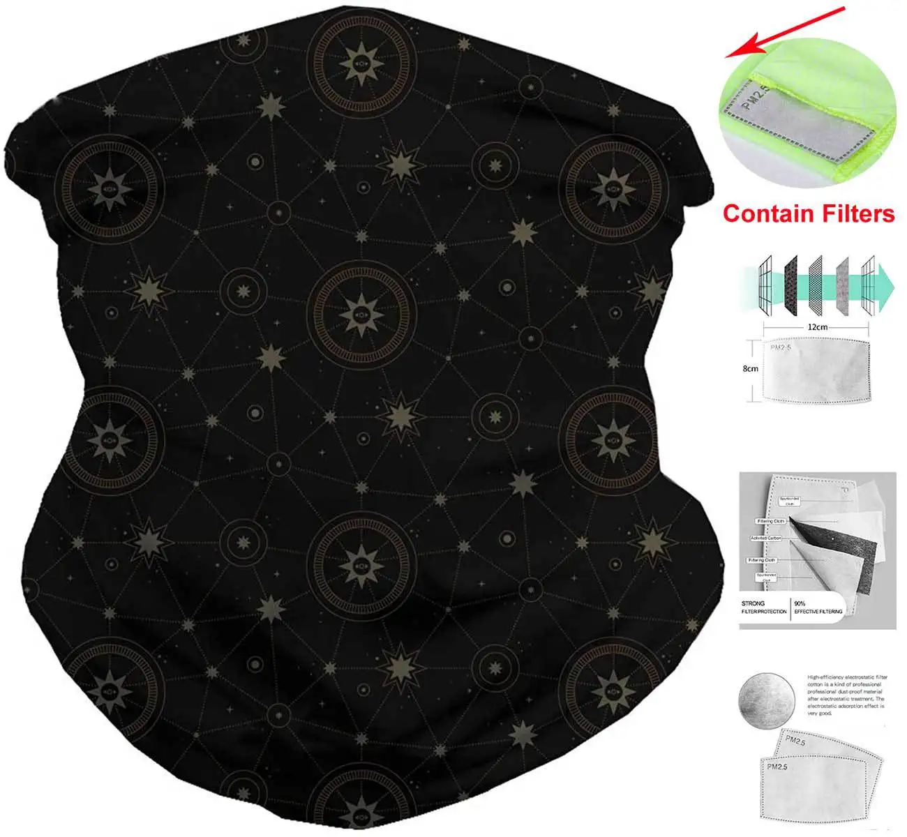 

Magic Sports Tube UV Gaiter Face Scarf with Filters Factory Custom Printed Neck Gaiter for Unisex Wear Bandana Face Covering