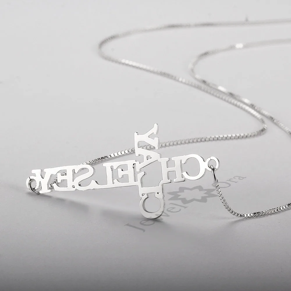 Персонализированное ожерелье в форме Креста на заказ 2 имени выгравированное с