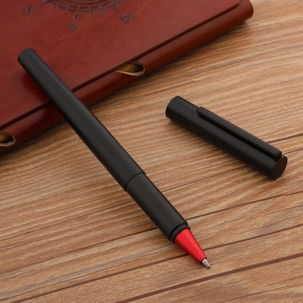 Шариковая ручка Jinhao 35 матовая черная металлическая шариковая с красным