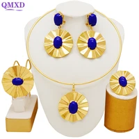 2022 dubai luxury gold color jewelry sets fine jewelry set necklace earrings for african woman party wedding gift