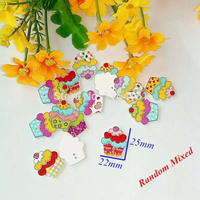 50 шт./упак. 22*25 мм Форма торта смешанные узоры рандомная печать для одежды оптом botao para artesanato