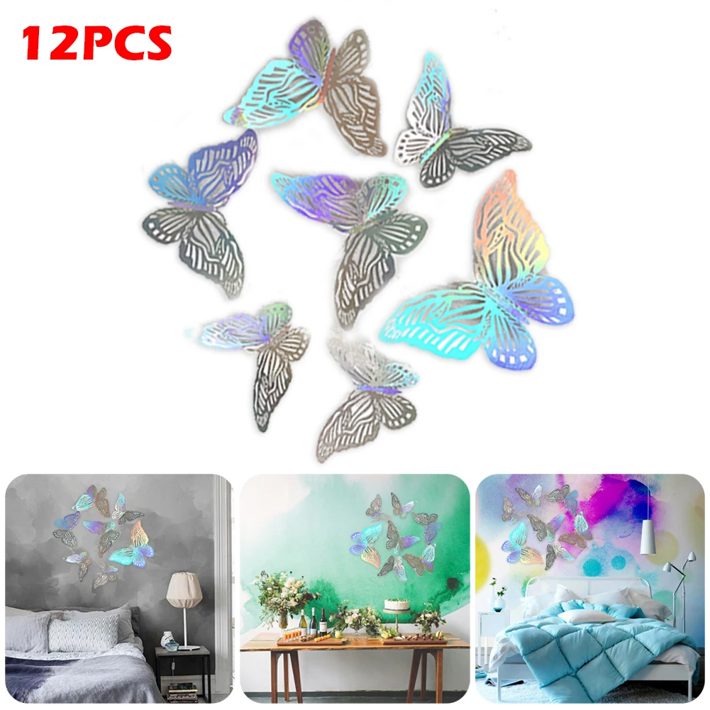 

Iridescent Butterfly Sticker 3D Effect Crystal Butterflies Wall Sticker Beautiful Butterfly Kids Room Wall Decal Home Decoration