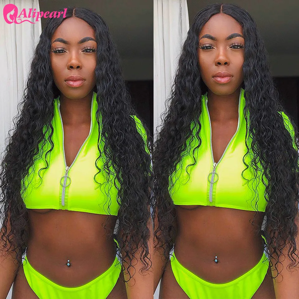 Парики из натуральных волос на кружевной основе с глубокими волнами