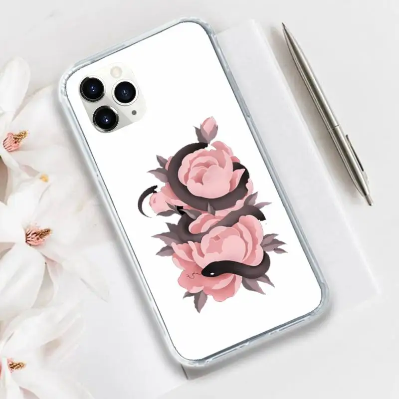 

Snake Flower Snake Painting Phone Case Transparent for iPhone 11 12 mini pro XS MAX 8 7 6 6S Plus X 5S SE 2020 XR