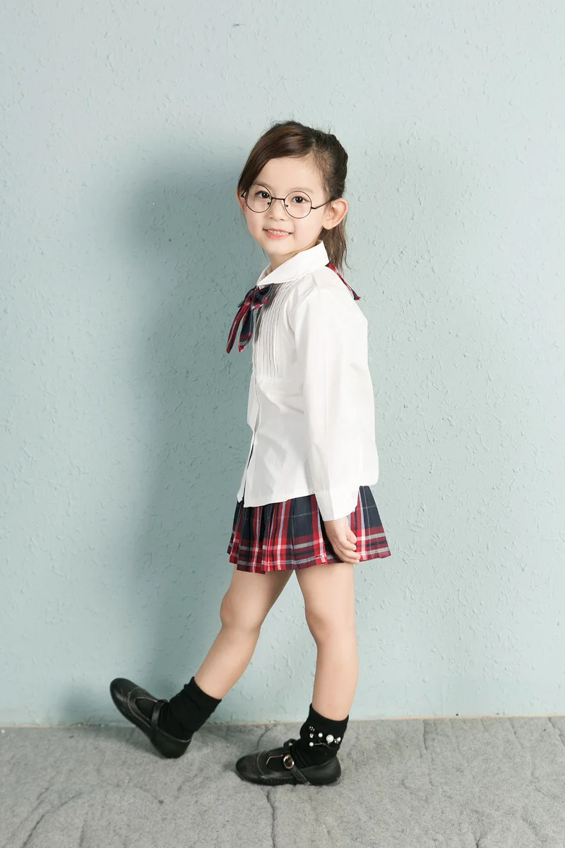 Униформа для маленьких девочек комплект из двух предметов: белая блузка топ и