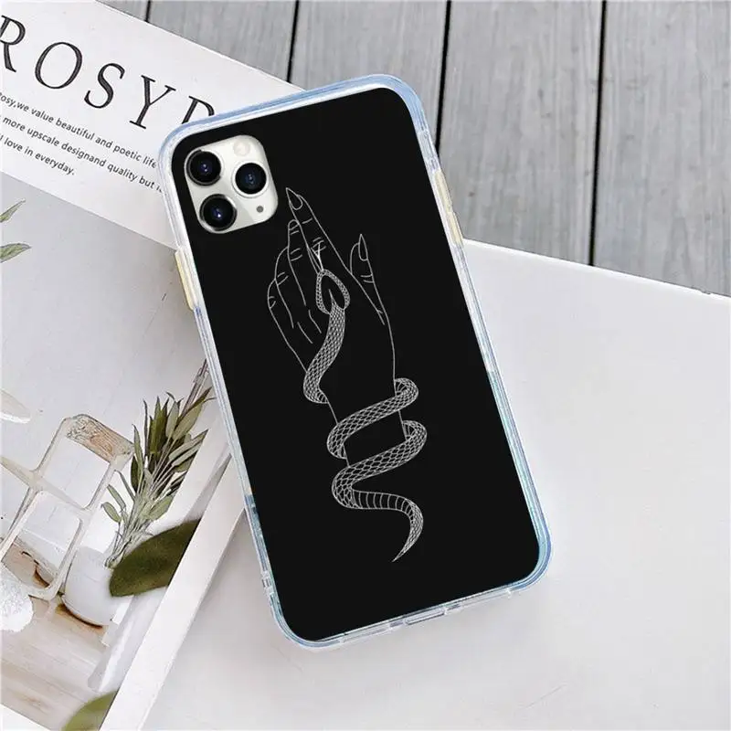 

Art Hand Snake Flower luxury fashion Phone Case shell for iPhone 11 12 pro XS MAX 8 7 6 6S Plus X 5S SE 2020 XR