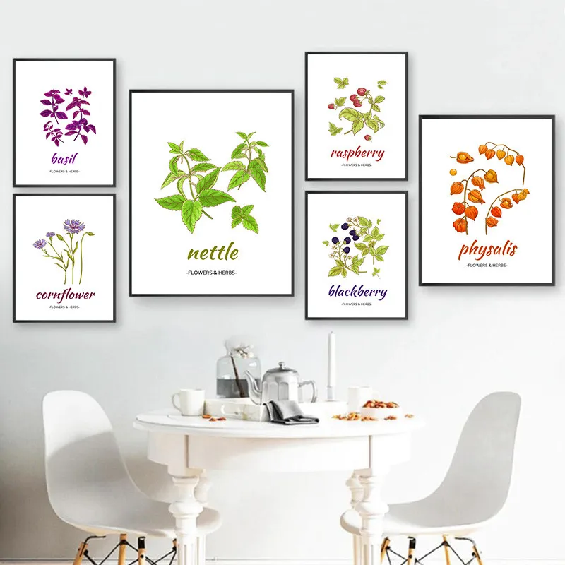 Растительная трава искусство холст печать и плакат скандинавские цветы травы настенные картины кухня