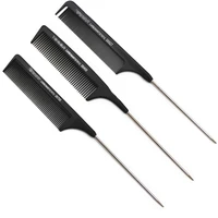 new 1 pcs straight hair comb black fine tooth metal pin anti static hair style rat tail combhair styling tool for beauty