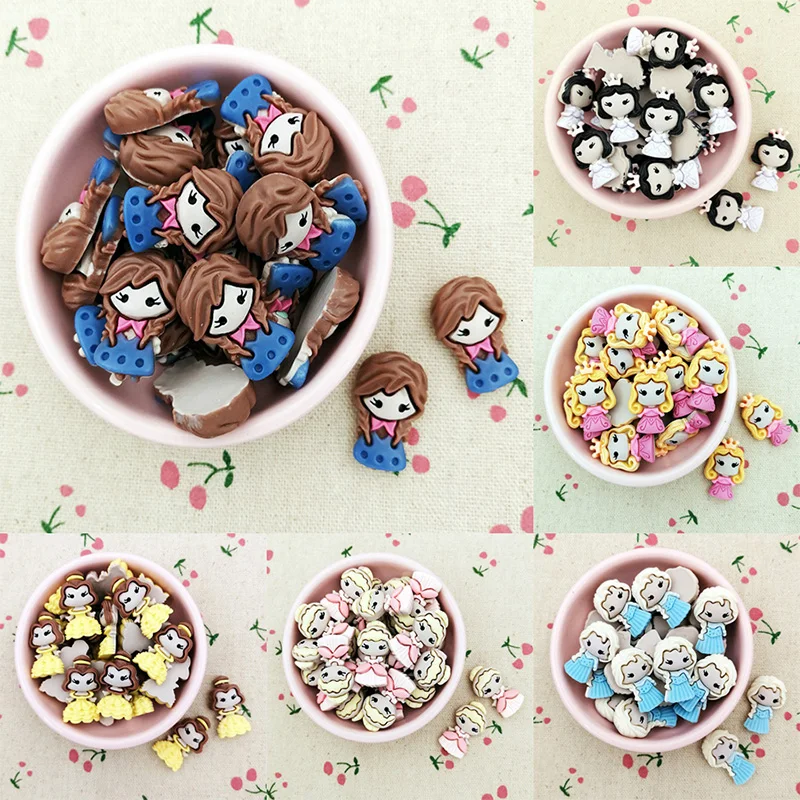 10 шт. кабошон из смолы с плоской задней поверхностью кавайная принцесса кабошоны