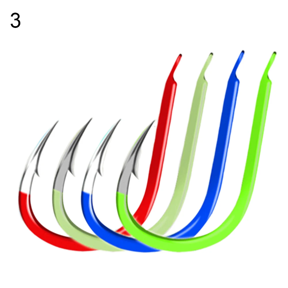 50Pcs Steel Luminous Fish Hook Barbed 3#-15# Series In Fly Fishhooks Worm Pond Fishing Bait Holder Jig Hole Accessories | Спорт и