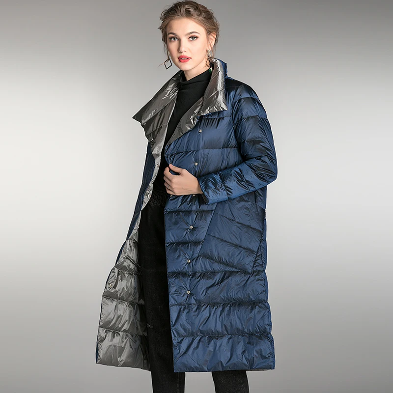 

Women Winter Down Coats Outwear Plus Size 2020 Lady Oversized Blue Long Thick Warm Grey Down Coat 3XL