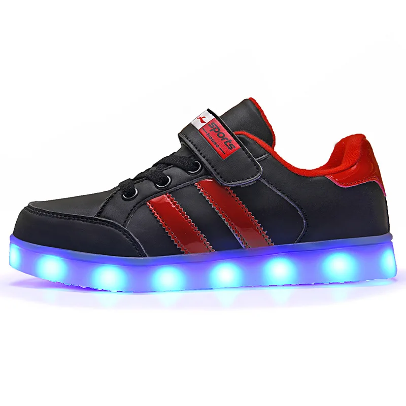 Size 25-37 Glowing Luminous Sneakers LED Shoes for Boys Girls Light Up Children Casual USB Charge Krasovki with Backlight | Детская