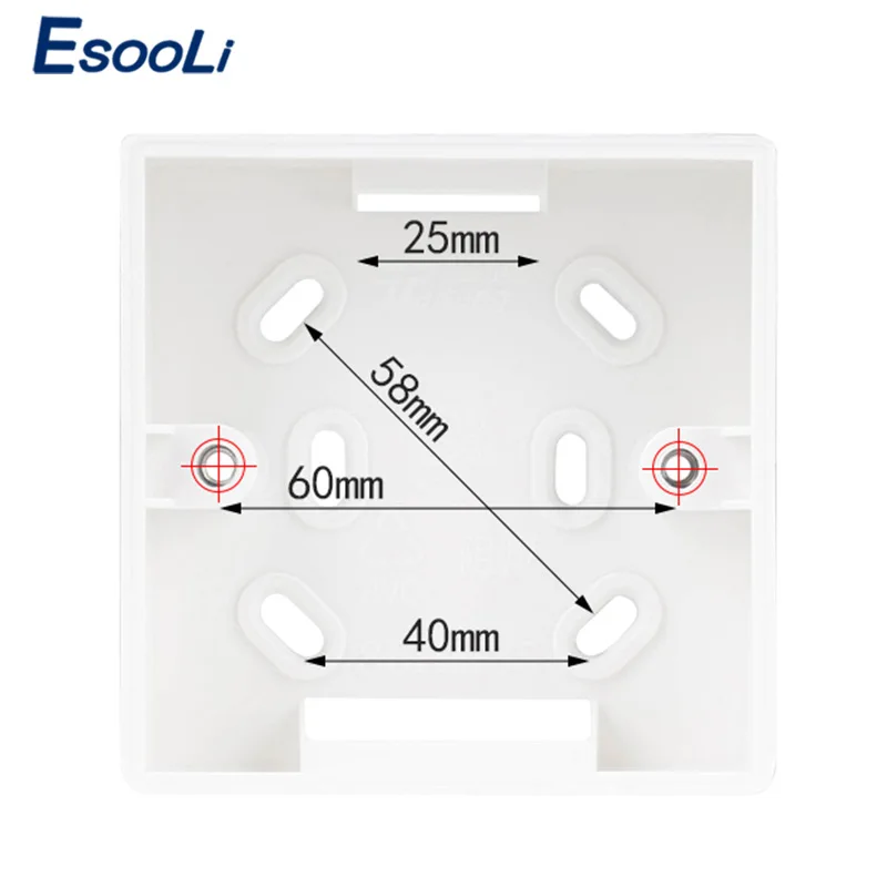 EsooLi 86X86 ПВХ утолщение распределительная коробка настенное крепление кассеты внешний монтажный ящик подходит для 86 стандартных переключателей и розеток