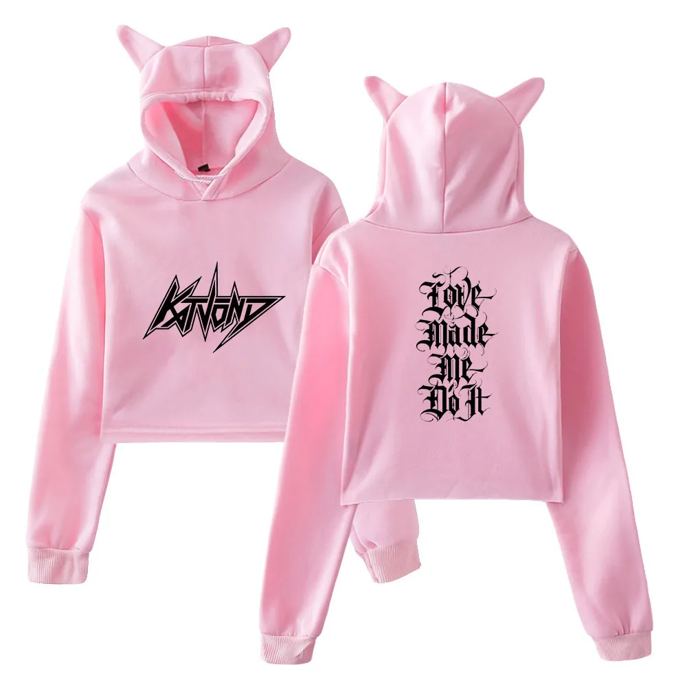 

Женский укороченный пуловер Kat Von D, укороченный топ с длинным рукавом и изображением кошки, уличная одежда в стиле Харадзюку для девушек