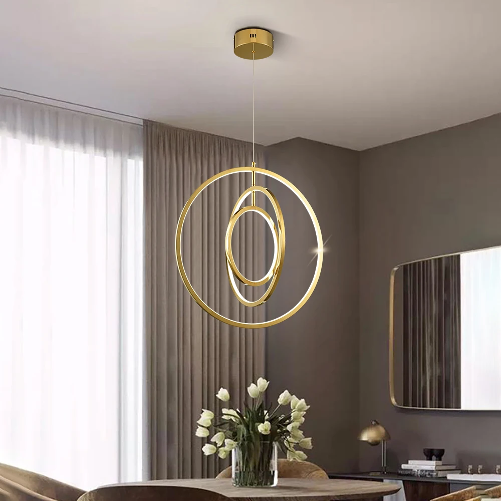 YOOGEE Золотые круглые люстры для кухни остров столовая Ресторан 3 кольца