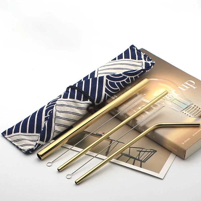 Портативная металлическая соломинка многоцветная сумка для хранения