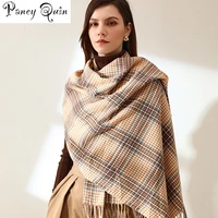 winter scarf women 2021 new scarf imitation cashmere warm tassel plaid scarf european and american street bib winter wholesale