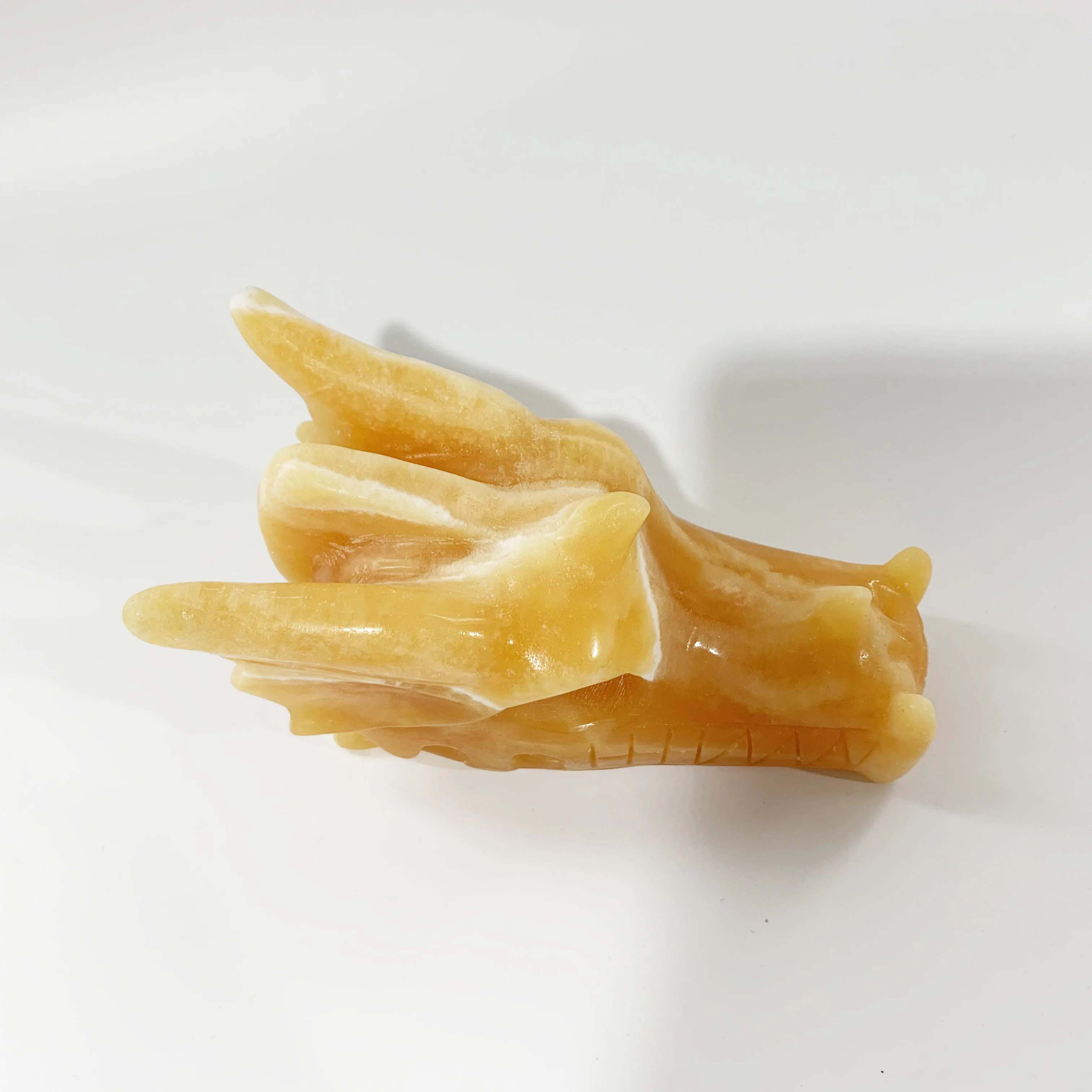 

Натуральный хрустальный кальцит, ручная Резная Голова Дракона, череп с Aura и украшение для офиса