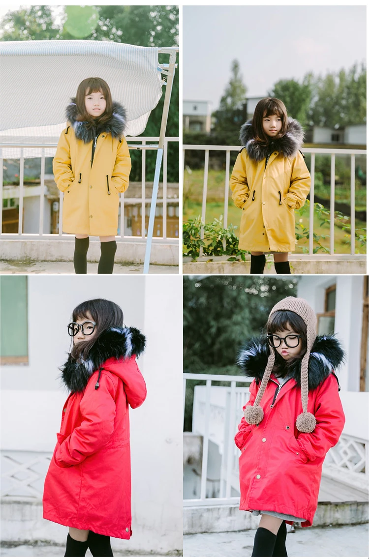 Dollplus/-30 градусов новая одежда для девочек с длинными рукавами, одежда с мехом зимняя куртка теплая детская одежда утепленный пуховик с капюшоном, пальто из искусственного меха подростков верхняя одежда; парка