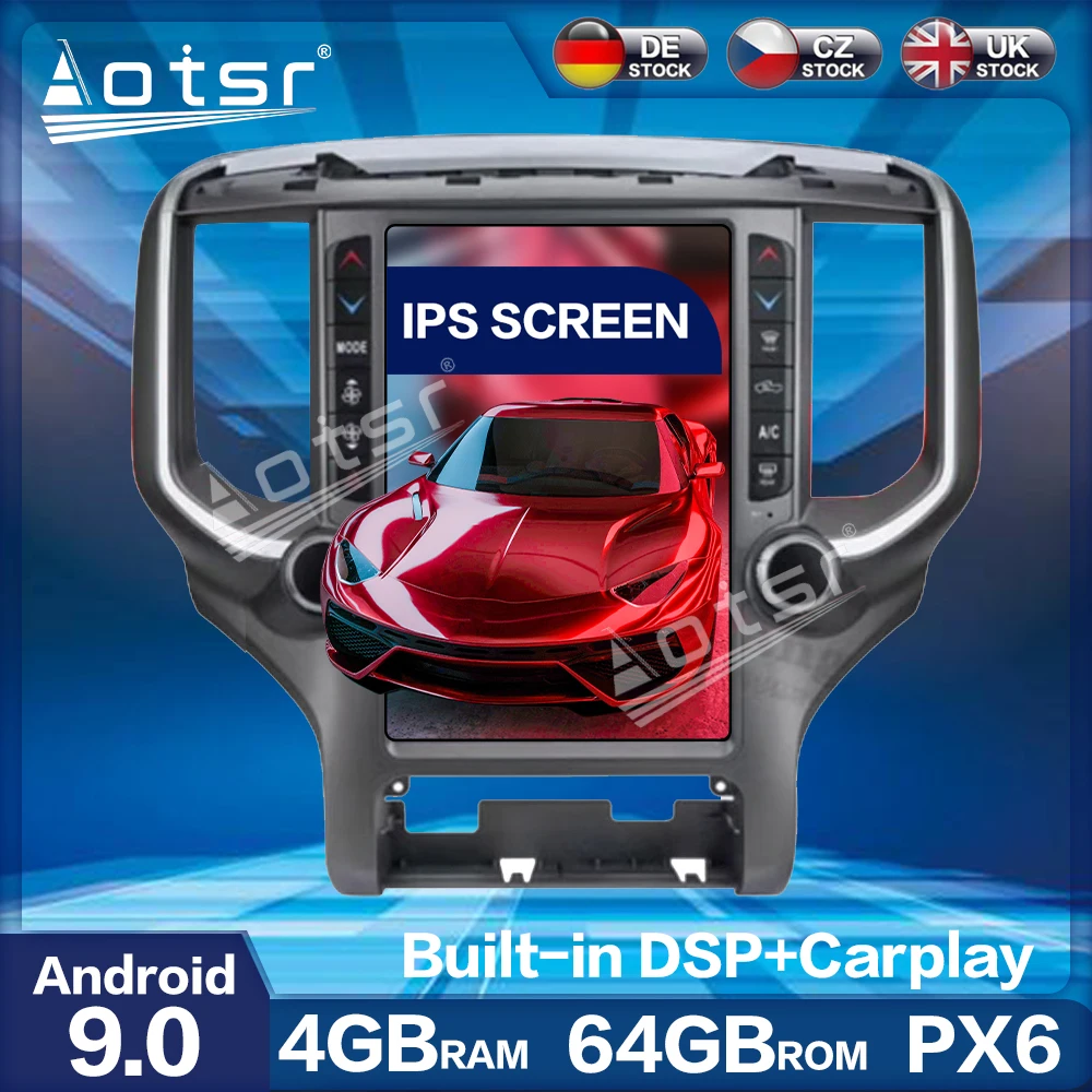 Android 9 0 Автомобильный мультимедийный dvd-плеер для Dodge RAM 1500 радио 2018 - 2020 PX6 4G + 64GB HD