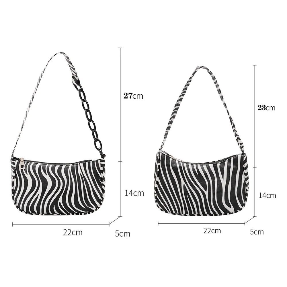 Fashion Women Zebra Pattern Handbags Elegant Lady PU Leather Animal Printed Shoulder Bag Travel Underarm Purses Portable Durable | Багаж и