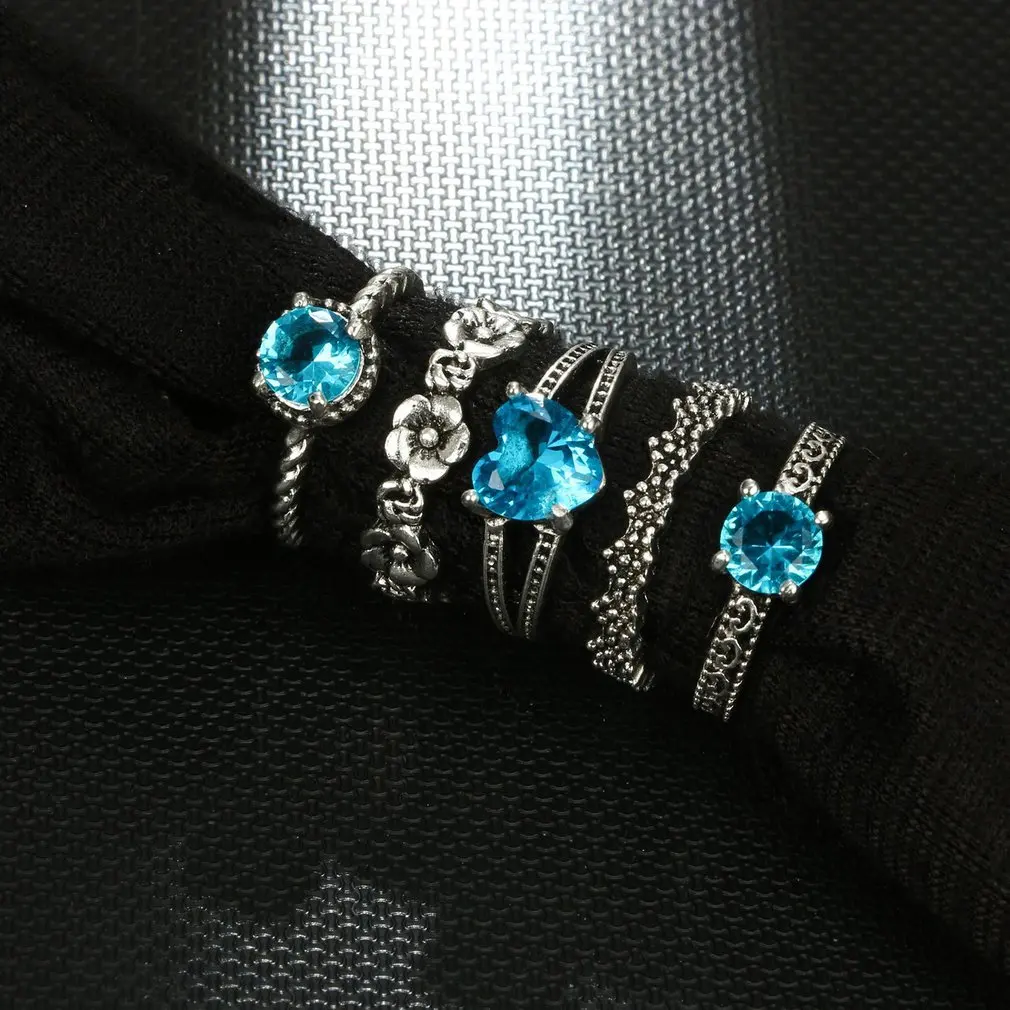 В стиле ретро с геометрическим принтом Кольца Комплекты палец круглый ювелирные