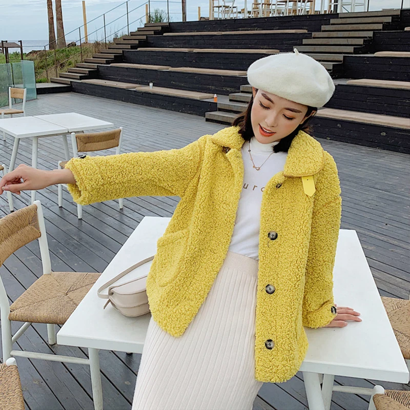 Женское зимнее теплое плюшевое пальто 2020 модное утепленное меховое из овчины