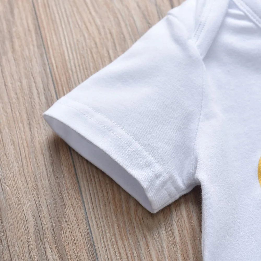 Комплект одежды для маленьких девочек 3 шт. Модный комбинезон Hello World с коротким