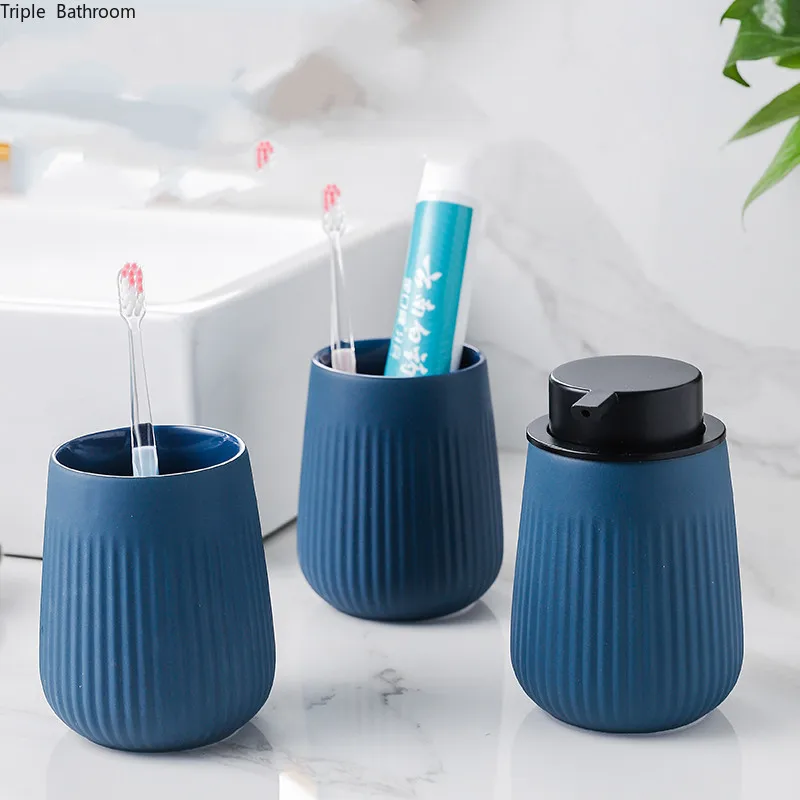 

500ml Solid Color Matte Ceramic Soap Dispenser Bathroom Accessories Shampoo Container Lotion Bottle Gargle Cup Foam Dispenser