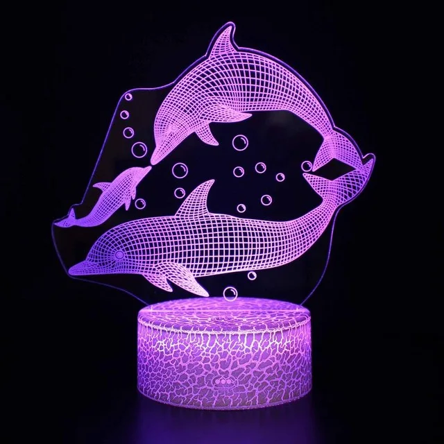 3d лампа в виде дельфина с трещин основанием светодиодный USB креативный 3D светильник изменение 7 цветов