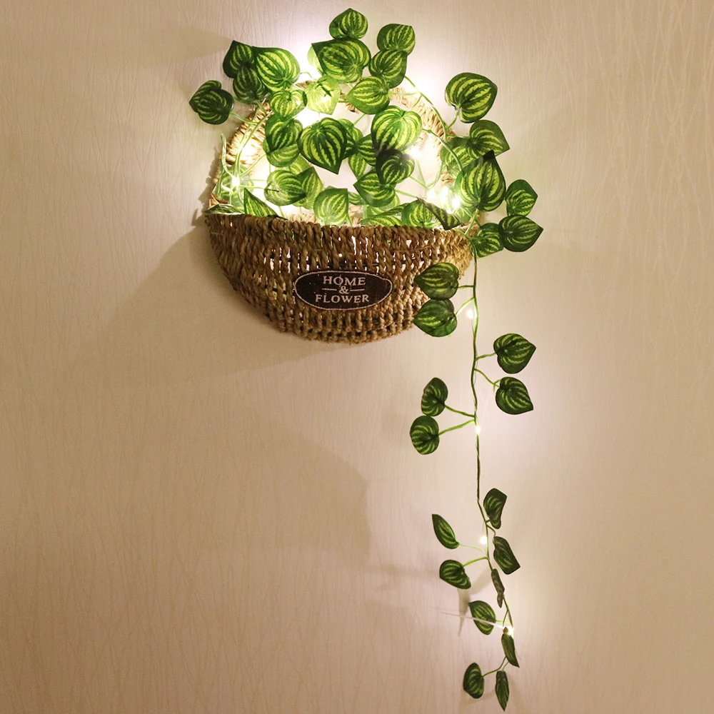 Гирлянда с s-образными листьями и светодиодной подсветильник кой медный шнурок