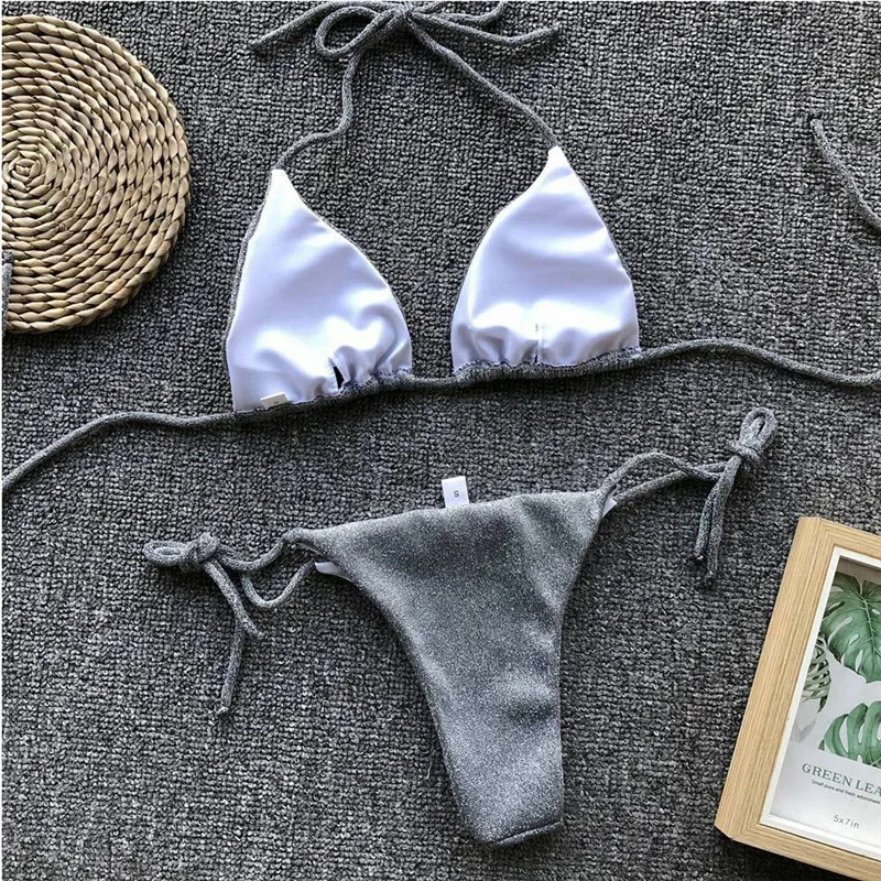 

2019 New Ornaments Swimwear Women Sequins Diamond Bikini set Bathing Suit Sexy Push up Stones Straps Swimsuit Monokini Biquini