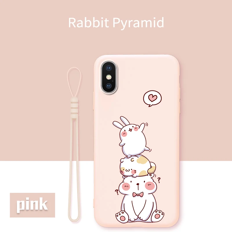 Силиконовый чехол для iPhone 6, 6 S, 7, 8 Plus, X, XR, Xs, Max, милый мультяшный чехол, силиконовый чехол, бампер для iPhone 11 Pro, Max, Funda, Coque Capa - Цвет: Rabbit Pyramid
