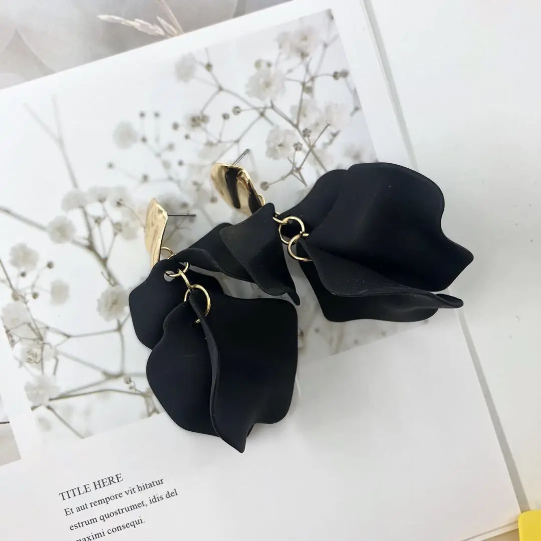 Aretes de mujer, современный стиль, дизайн, большие красные лепестки роз, серьги с кисточками, тренд, темперамент, летние корейские серьги для женщин
