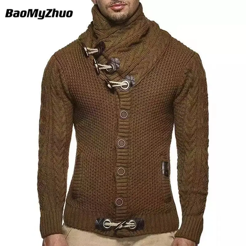 Мужской Повседневный свитер в винтажном стиле шерстяная водолазка модная зимняя