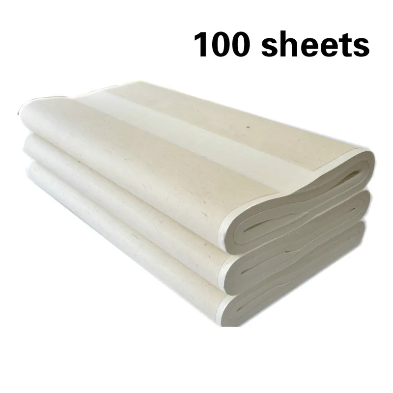 100 Sheets Three Feet Xuan Paper Chinese Semi-Raw Rice Paper For Chinese Painting Calligraphy Papel Arroz Handicraft Supplies
