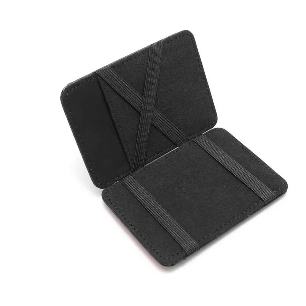 

New Fashion Slim Men's Leather Magic Wallet Korea Designer Credit Card Holder Women Small Cash Clip Bilfold Man Clamps For Money