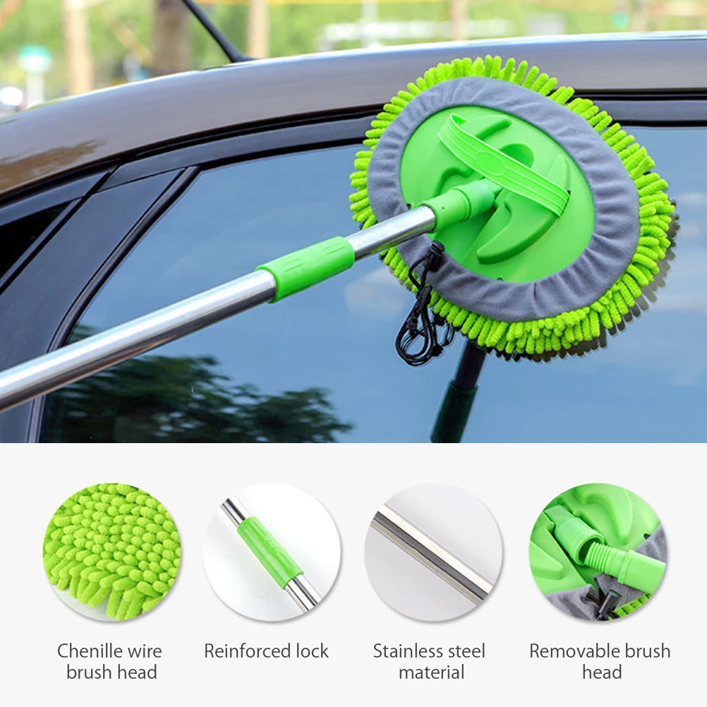 

Car Wash Mop Mitt with Extendable Handle Chenille Microfiber Car Cleaning Kit Cleaning Tool with Replacement Head