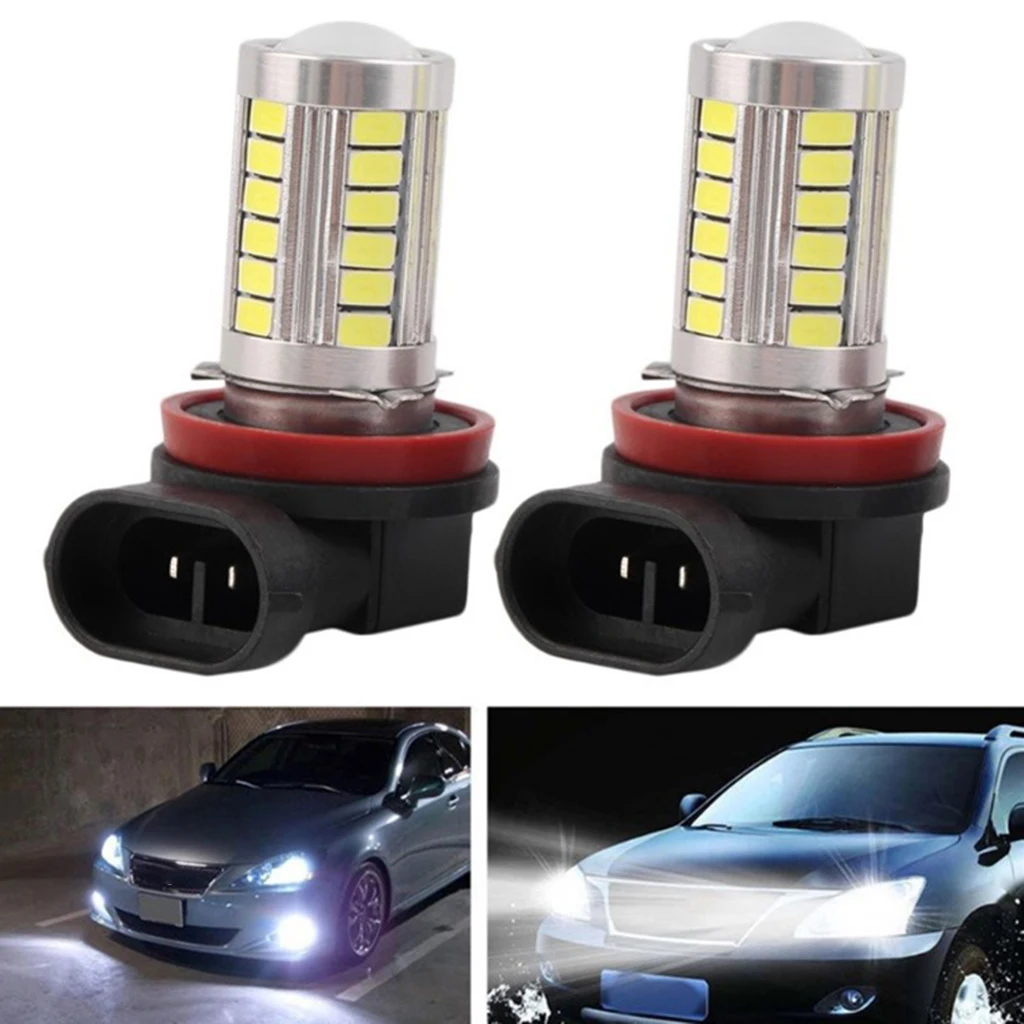 2 шт. H11 21 Светодиодный светильник для противотуманных фар DRL 12V ~ 24V автомобилей