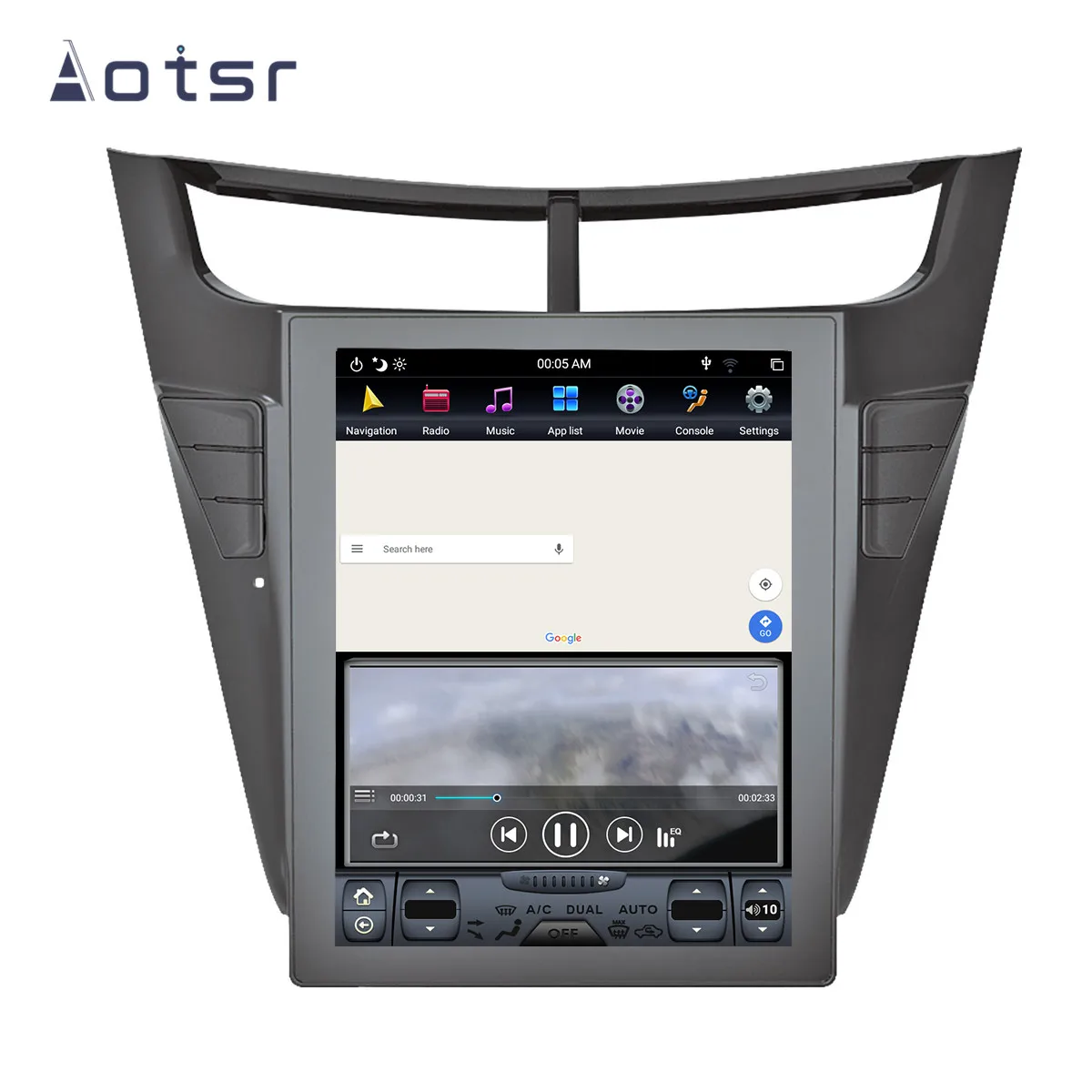AOTSR WIFI Android 8.1 Tesla style DSP HD AUDIO Car GPS Navigation For Chevrolet sonic sail+ Multimedia Player Radio