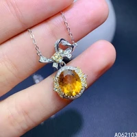 kjjeaxcmy fine jewelry 925 sterling silver inlaid natural citrine women luxury exquisite new gem pendant necklace support check